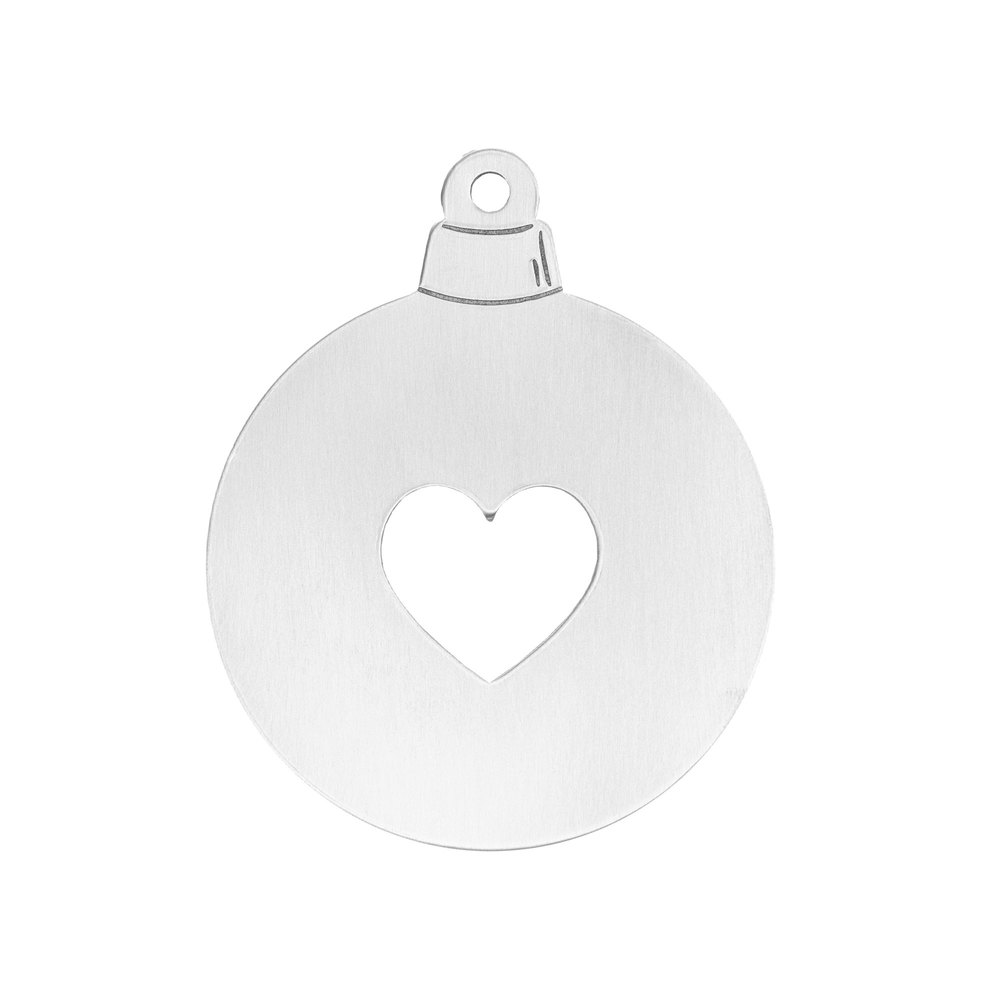 Metal Stamping Blanks Aluminum Ball with Heart Cutout Ornament Blank, 57.15mm (2.25") x 51mm (2"), 14 Gauge